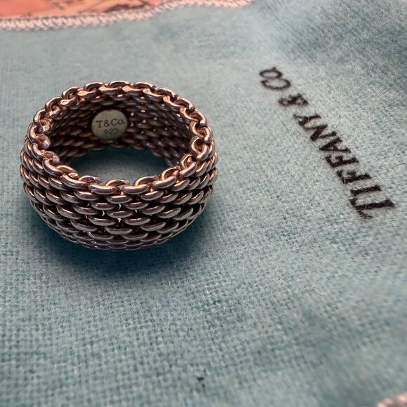 Tiffany Somerset sterling mesh ring - size 4.75/5 - Picture 1 of 3